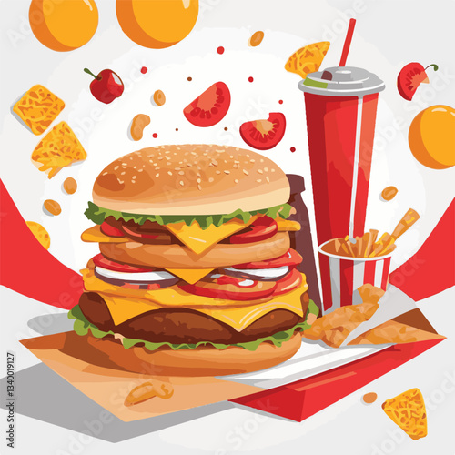 fastfood, fast, snack, meal, food, lunch, burger, dinner, background, delicious, meat, american, menu, unhealthy, restaurant, isolated, cheeseburger, junk, set, hamburger, fat, sandwich, tasty, eat, c