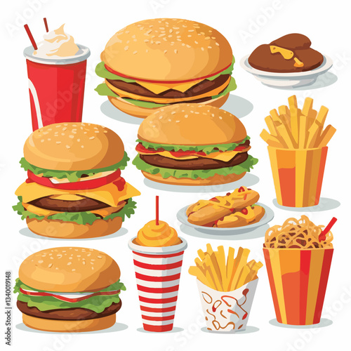 fastfood, fast, snack, meal, food, lunch, burger, dinner, background, delicious, meat, american, menu, unhealthy, restaurant, isolated, cheeseburger, junk, set, hamburger, fat, sandwich, tasty, eat, c