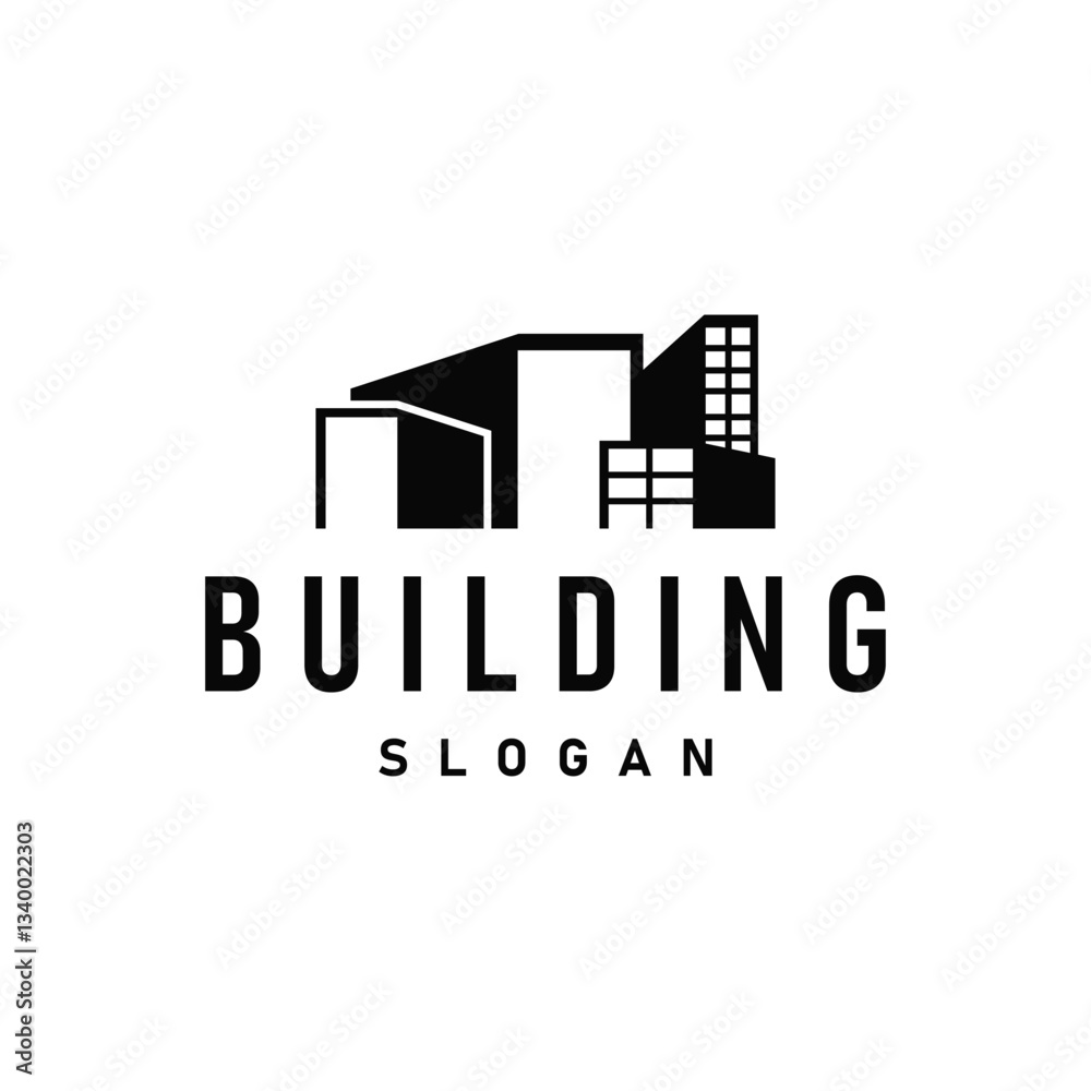 Fototapeta premium High rise building logo design with real estate apartment construction concept simple template illustration