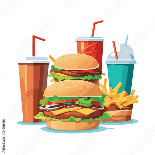fastfood, fast, snack, meal, food, lunch, burger, dinner, background, delicious, meat, american, menu, unhealthy, restaurant, isolated, cheeseburger, junk, set, hamburger, fat, sandwich, tasty, eat, c