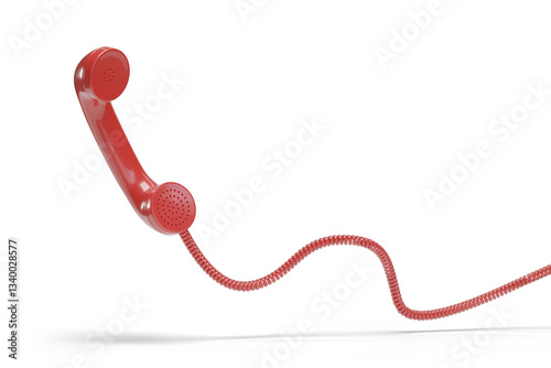 Red telephone tube isolated on white background. 3d illustration.