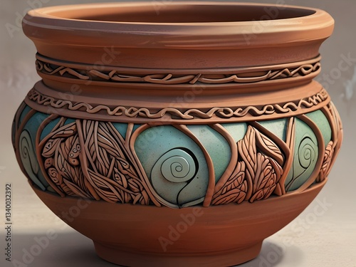 ceramic vase on a wooden background,Ai generated 