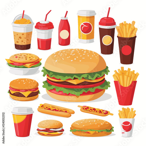 fastfood, fast, snack, meal, food, lunch, burger, dinner, background, delicious, meat, american, menu, unhealthy, restaurant, isolated, cheeseburger, junk, set, hamburger, fat, sandwich, tasty, eat, c