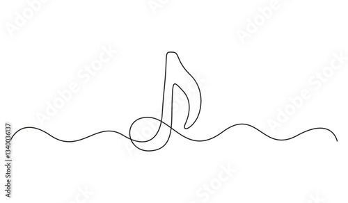 Treble clef music icon one line continuous drawing vector illustration