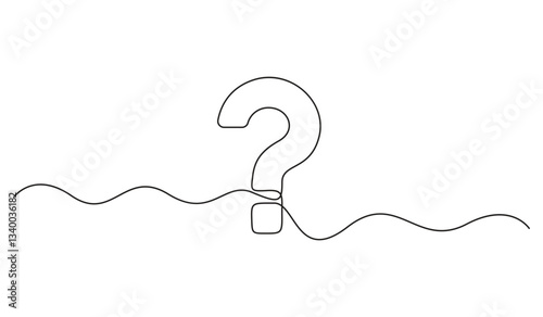 Question mark linear background. Single continuous drawing of a question mark. Vector illustration