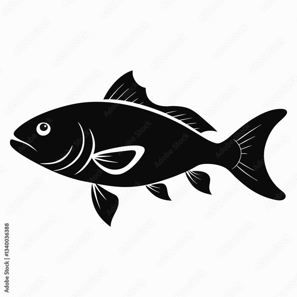 Fototapeta premium Fish Silhouette Vector for Aquatic Themes