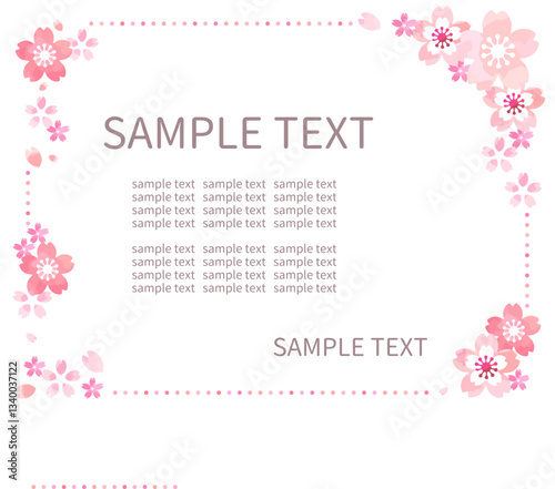 サクラの花のシンプルでかわいいイラストつきフレーム素材