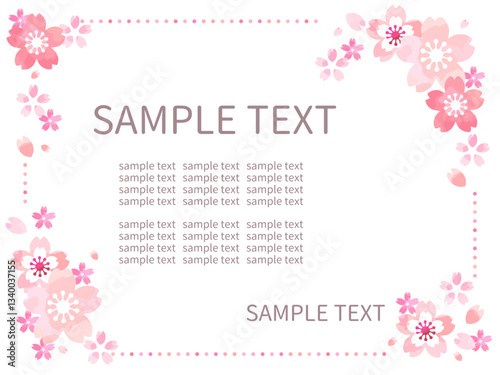 サクラの花のシンプルでかわいいイラストつきフレーム素材