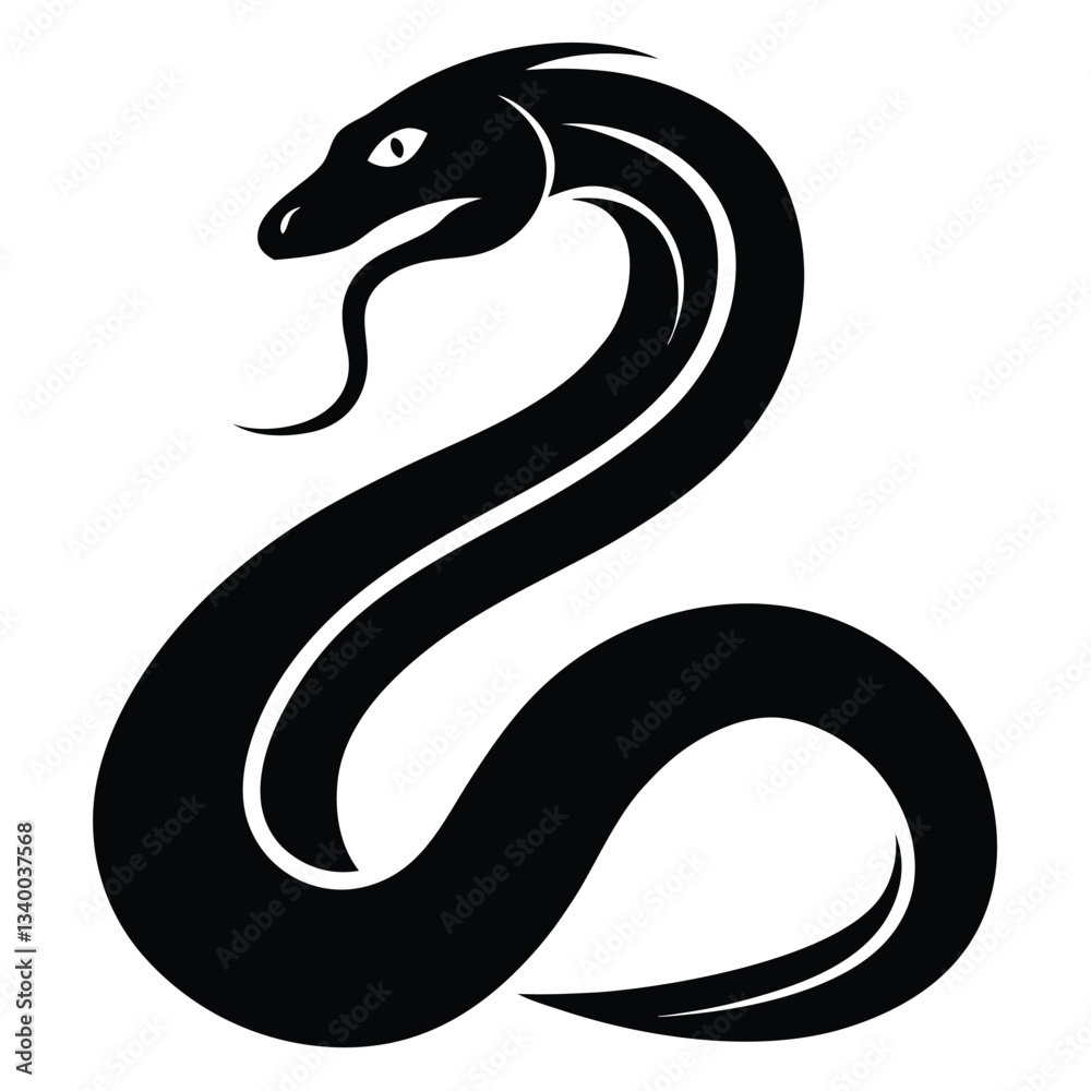 Fototapeta premium Minimalist Snake Silhouette Graphic Art