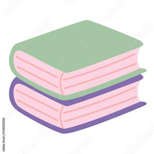 Two closed books in cartoon style. Vector illustration isolated on light background