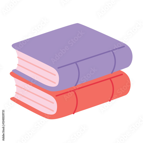 Two closed books in cartoon style. Vector illustration isolated on light background