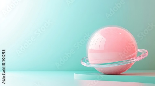 Space Pastel Pink View Ring Empty Model Green Text