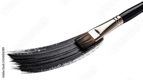 Bold black paint brush stroke with rough textured edges, ideal for artistic designs, backgrounds, and creative projects on transparent background PNG.