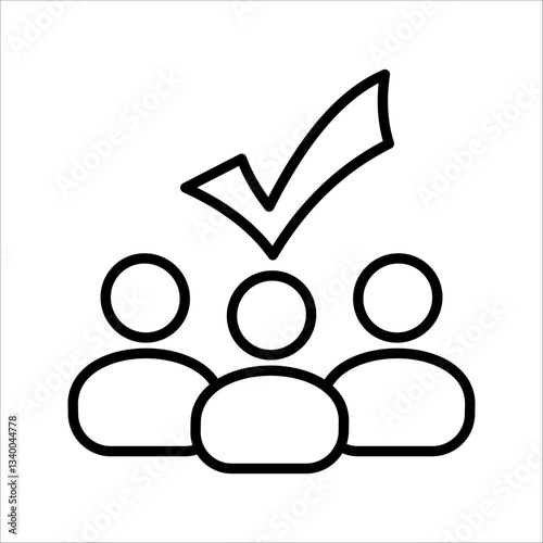 Group team with check mark Icon. Symbol isolated white background. vector illustration. color editable.