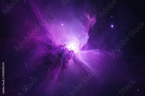 Obraz na płótnie A stunning cosmic scene featuring a vibrant purple galaxy with twinkling stars and a colorful nebula, creating a breathtaking night sky perfect for space and astronomy themes. . w salonie