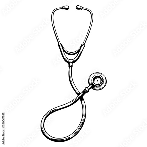 Vintage Stethoscope Sketch for Medical Illustrations  