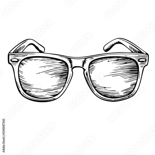Vintage sketch of stylish sunglasses on a white background  