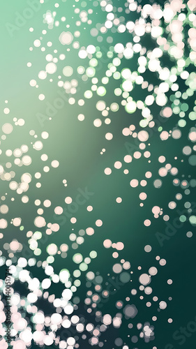 <Ethereal Green and White Bokeh Background with Soft Focus and Decorative Glow for Artistic Designs>
