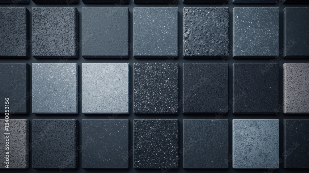 Naklejka premium Varied textures of dark gray and black tiles
