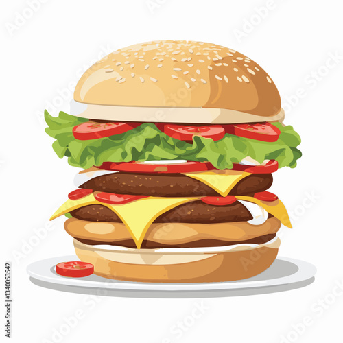 food, meal, restaurant, fast, burger, snack, dinner, hamburger, meat, isolated, lunch, menu, tasty, cheeseburger, fast food, delicious, fastfood, sandwich, set, drink, unhealthy, vector, pizza, eat, b