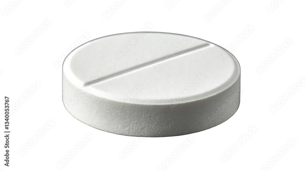 Close-up of a white round tablet, commonly used in medicine and supplements, isolated for medical purposes on transparent background PNG. Close-up of a white round tablet, commonly used in medicine and supplements, isolated for medical purposes on transparent background PNG.