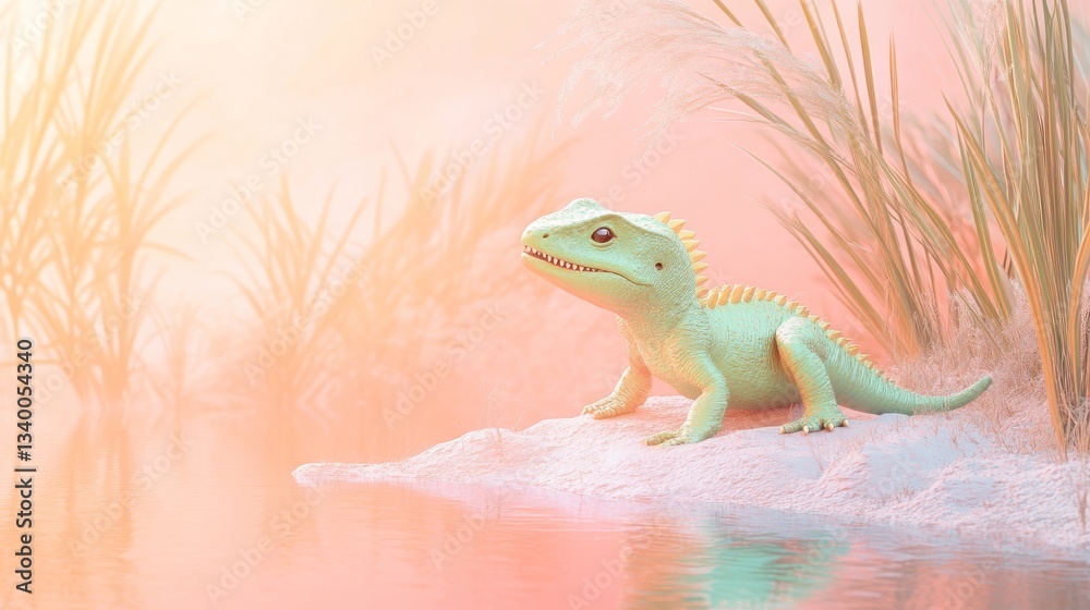 Naklejka premium Space Pastel Green Overview Vibe Empty Prehistoric