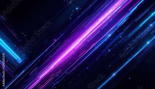 Futuristic High-Tech Design with Electric Blue and Magenta Lines in a Digital Space