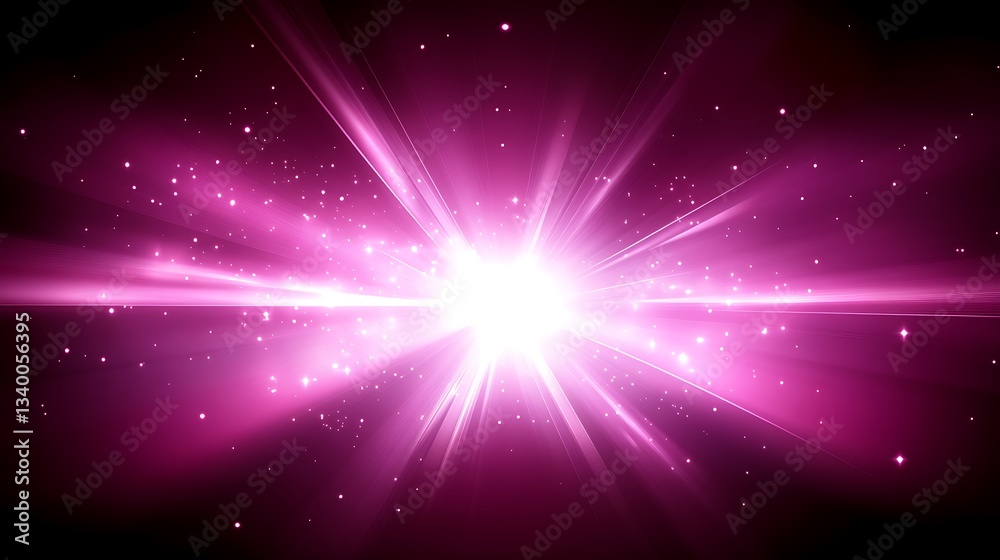Fototapeta premium Abstract light burst with ethereal particles in purple space backdrop