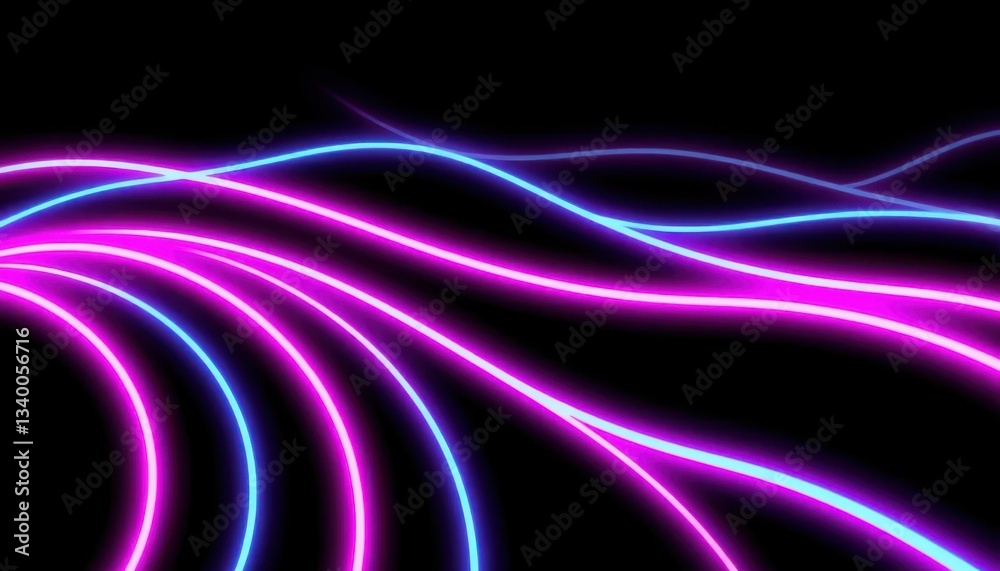 Futuristic Abstract Neon Wave Pattern, Digital Art, Black Background, Tech Vibe, Curved Lines Futuristic Abstract Neon Wave Pattern, Digital Art, Black Background, Tech Vibe, Curved Lines