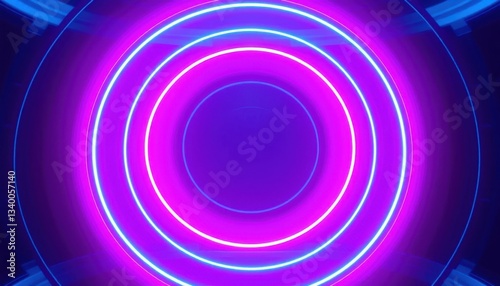Futuristic Neon Interface with Pulsing Blue and Magenta Rings in a Minimalist Design