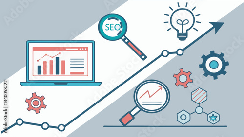 SEO & Digital Marketing Growth – Analytics, Optimization, Strategy, Data Analysis, and Business Success | Illustrator Artwork