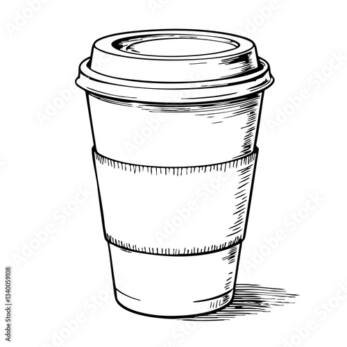 Vintage Sketch of a Takeaway Coffee Cup  