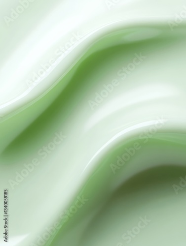 Close-up of a light green, glossy texture forming abstract waves, suitable for modern design backgrounds.