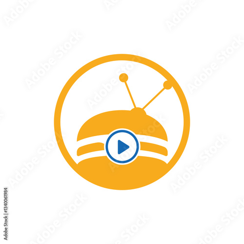 Food tv vector logo design template. Burger and TV icon design.