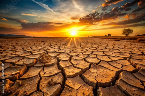 Dry Cracked Earth Texture Background - Desert Landscape Illustration