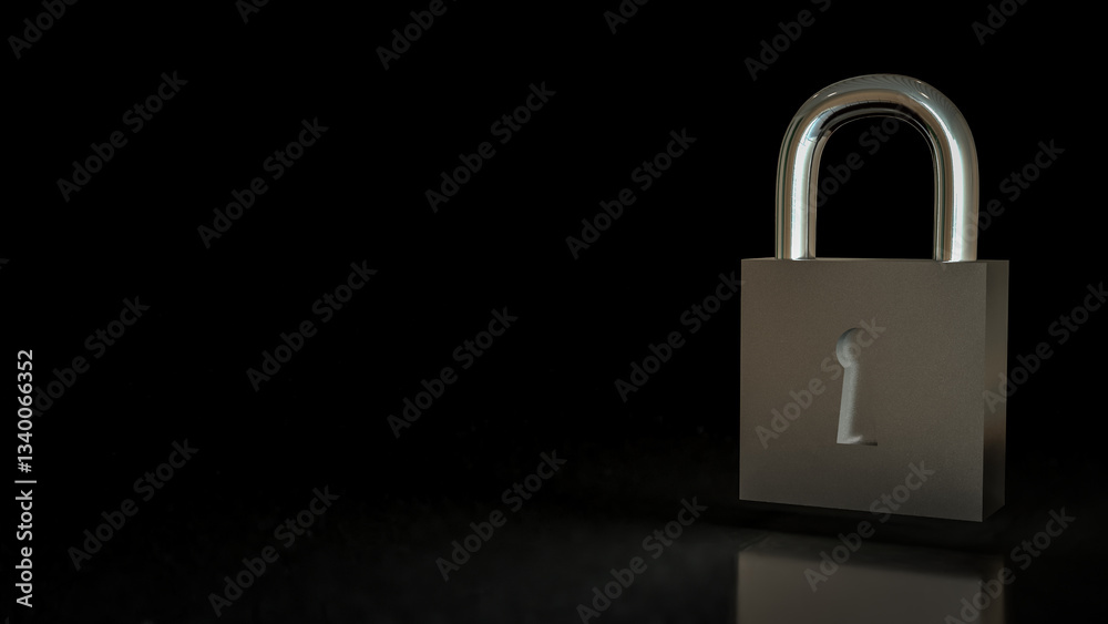 Fototapeta premium The Silver lock for protection or security concept 3d Rendering.