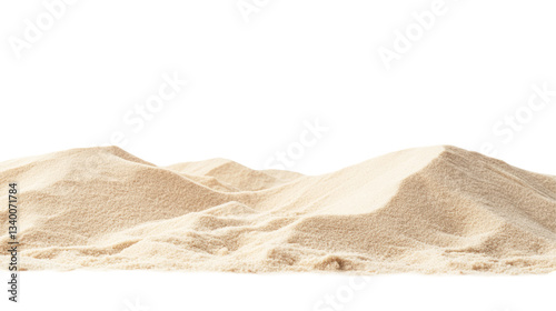 sand dunes with light color and textured surface. isolated on white or transparent background.