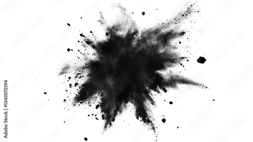 black color powder pulver explosion isolated on white background black color powder pulver explosion isolated on white background