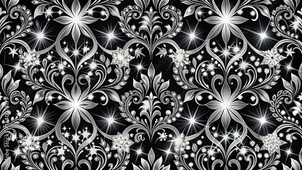 Fototapeta premium Elegant Black and White Glitter Pattern Background Texture