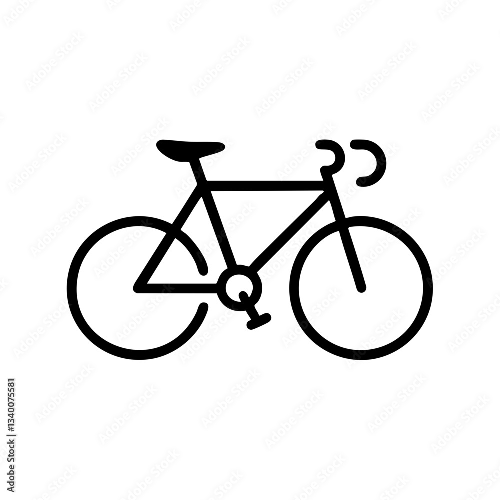Bicycle icon in minimalist style against white background  