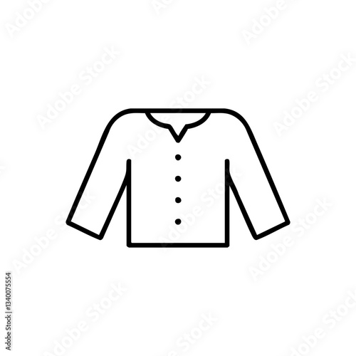 Simple Line Icon of a Blouse with Buttons  
