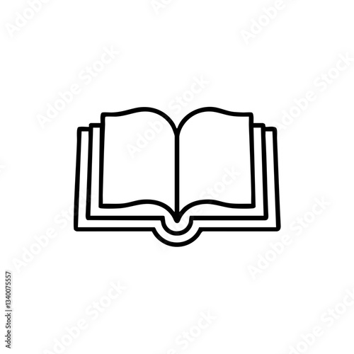 Open book icon illustration in minimalistic design  