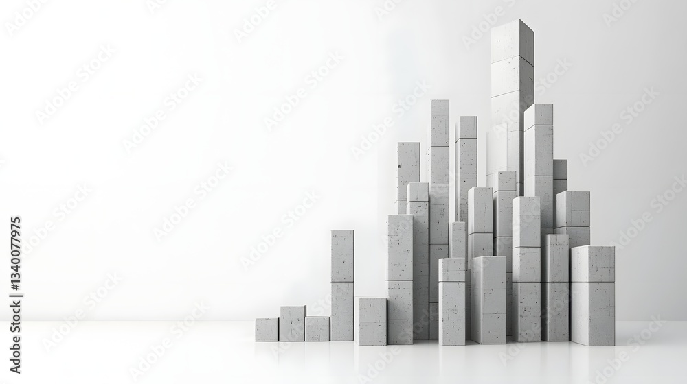 Fototapeta premium Conceptual depicting economic protectionism as a fortress like structure built from import taxes and trade barriers on a clean white background