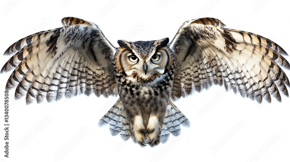 Obraz premium A flying owl with outstretched wings