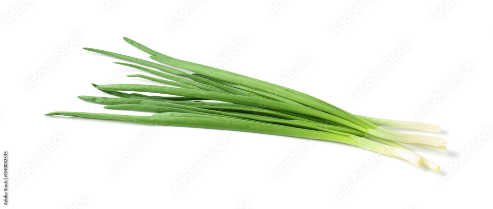 Fresh ripe green onions isolated on white