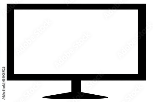Computer screen icon, solid black on white