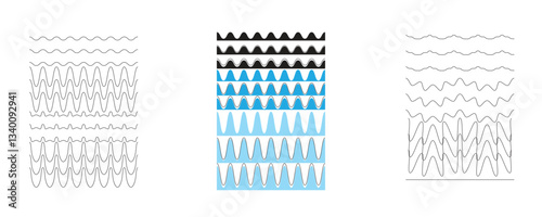 Curved wave lines pattern on white background. Wave striped lines pattern for backdrop and wallpaper template. Simple curved lines with repeat stripes texture. Striped background,eps10 vector	