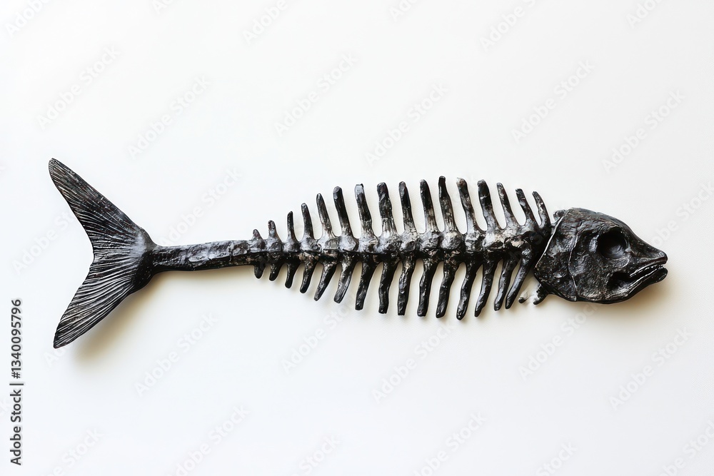 Pictogram a solid black fish bone on white, seafood or culinary visuals Pictogram a solid black fish bone on white, seafood or culinary visuals