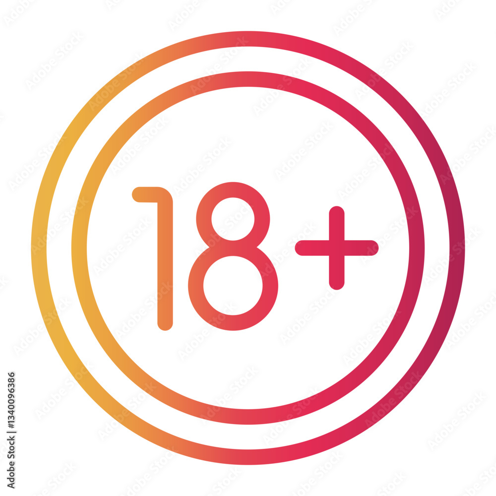 18+ Line Gradient Icon 18+ Line Gradient Icon