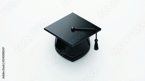 Solid black graduation cap icon on white. Ideal for education and commencement content